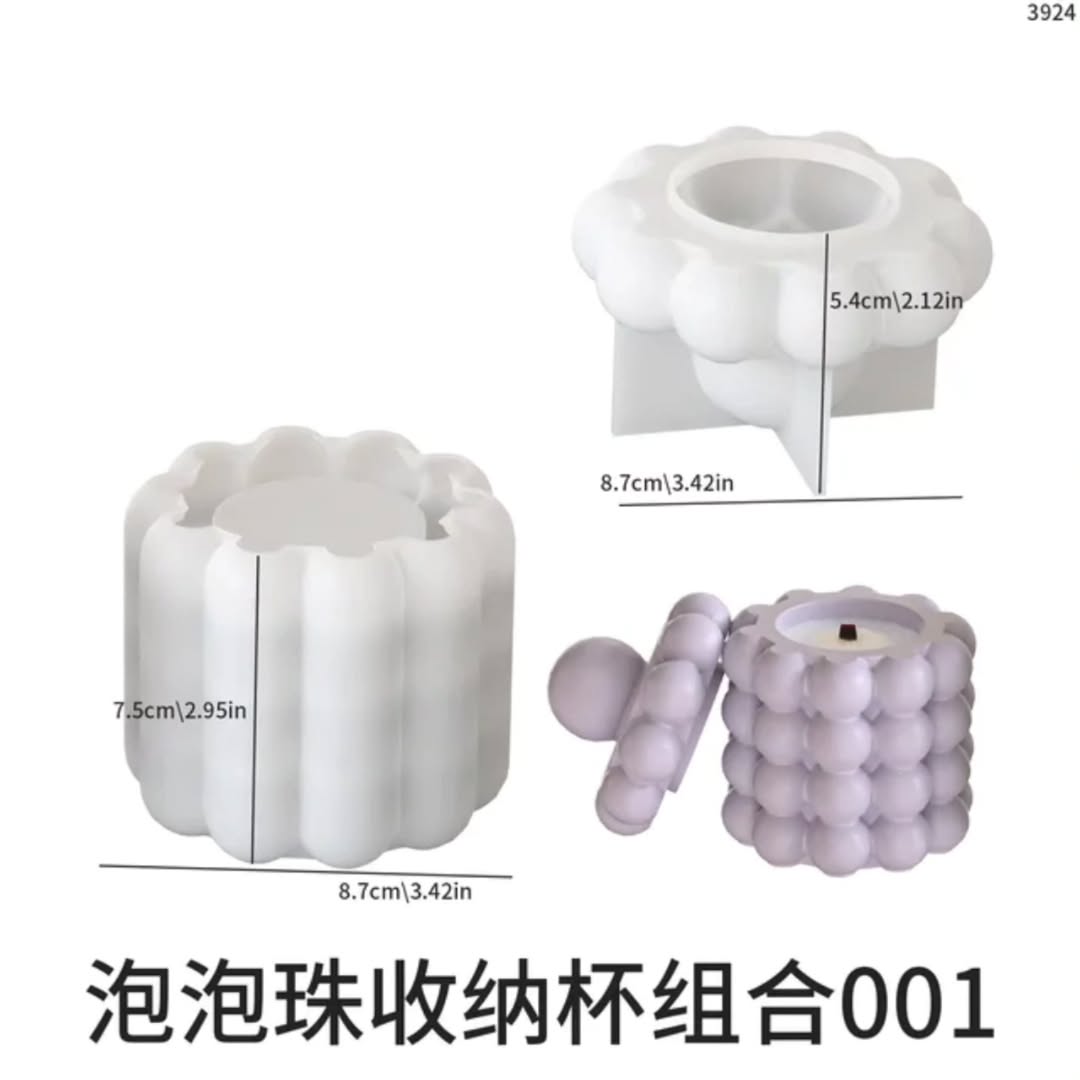 Bubble Round Candle Jar Mould for Beyond MIX, Resin, Concrete