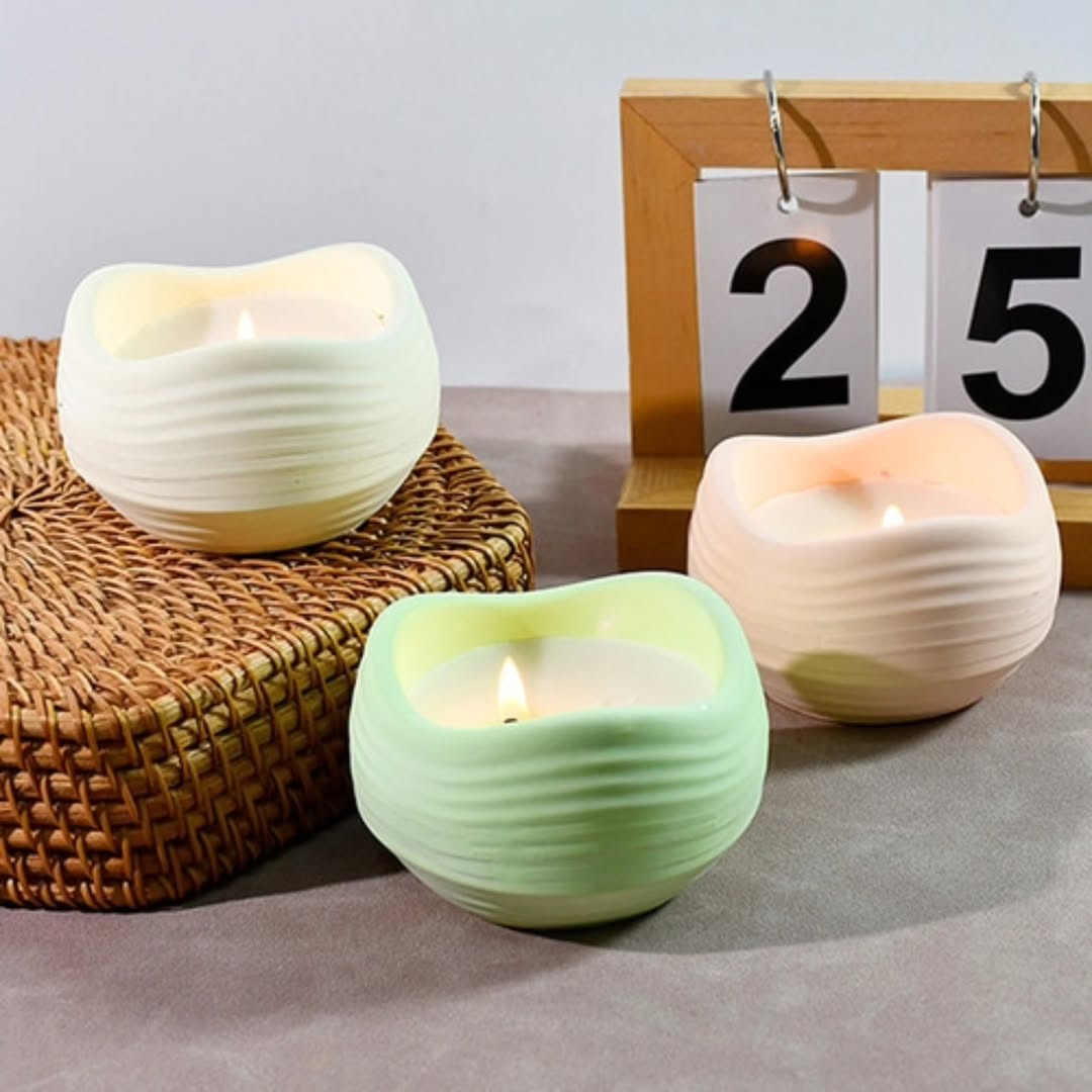 Curved Ribbed Candle Jar Mould for Beyond MIX, Resin, Concrete