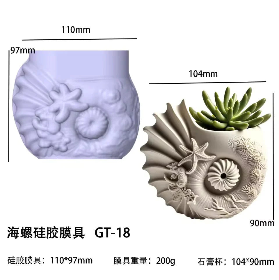 Serenity Shell Planter/Candle Jar Mould for Beyond MIX, Resin, Concrete