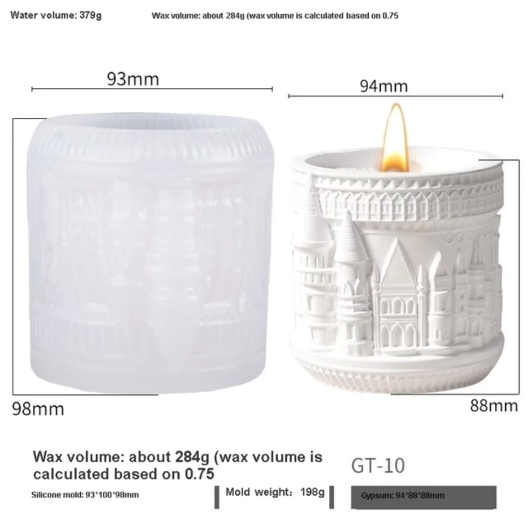 Castle Candle Jar Mould for Beyond MIX, Resin, Concrete (D4)