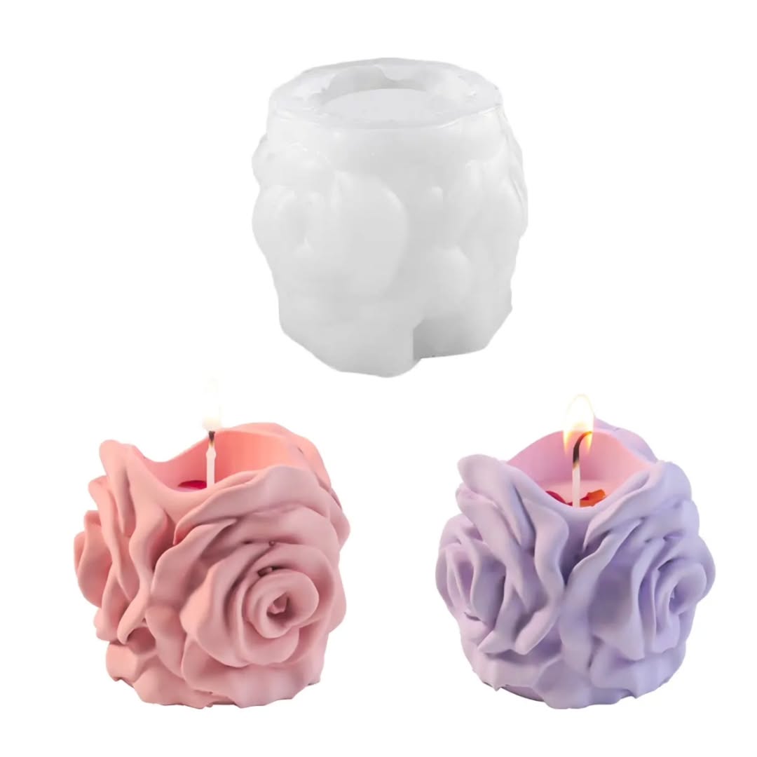 Side Rose Candle Jar Mould for Beyond MIX, Resin, Concrete