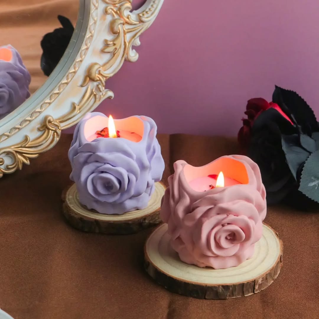 Side Rose Candle Jar Mould for Beyond MIX, Resin, Concrete