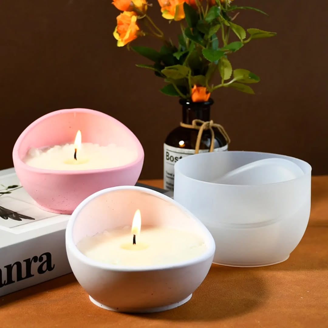Half Round Candle Jar Mould for Beyond MIX, Resin, Concrete