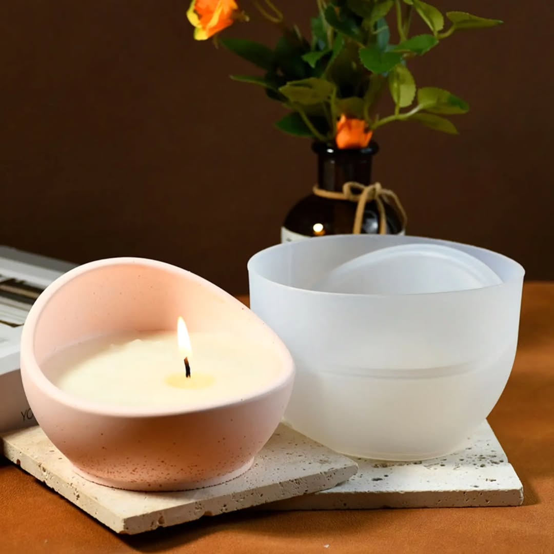 Half Round Candle Jar Mould for Beyond MIX, Resin, Concrete
