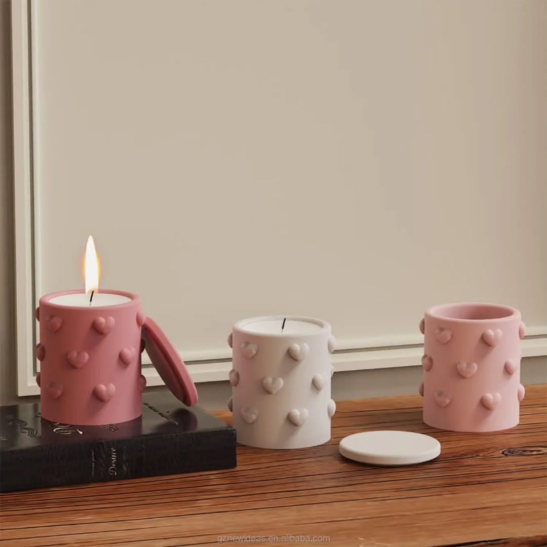 Little Heart Candle Jar Mould for Beyond MIX, Resin, Concrete