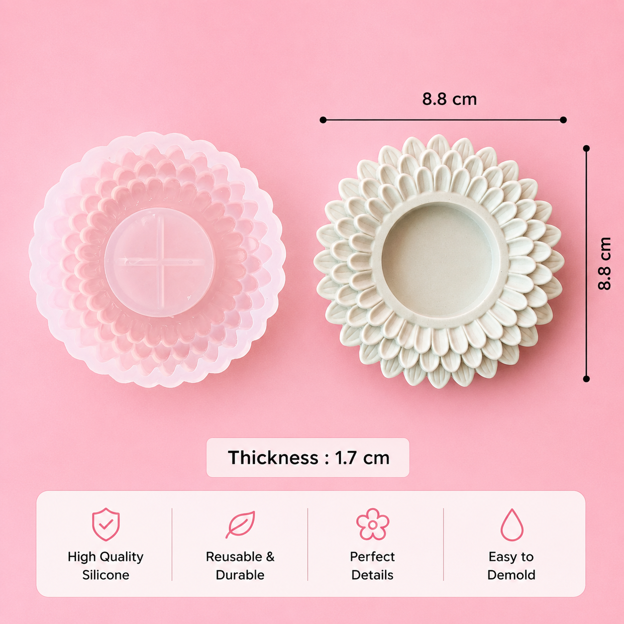 Layered Flower Tea Light Holder Silicone Mould for Beyond MIX & Jesmonite