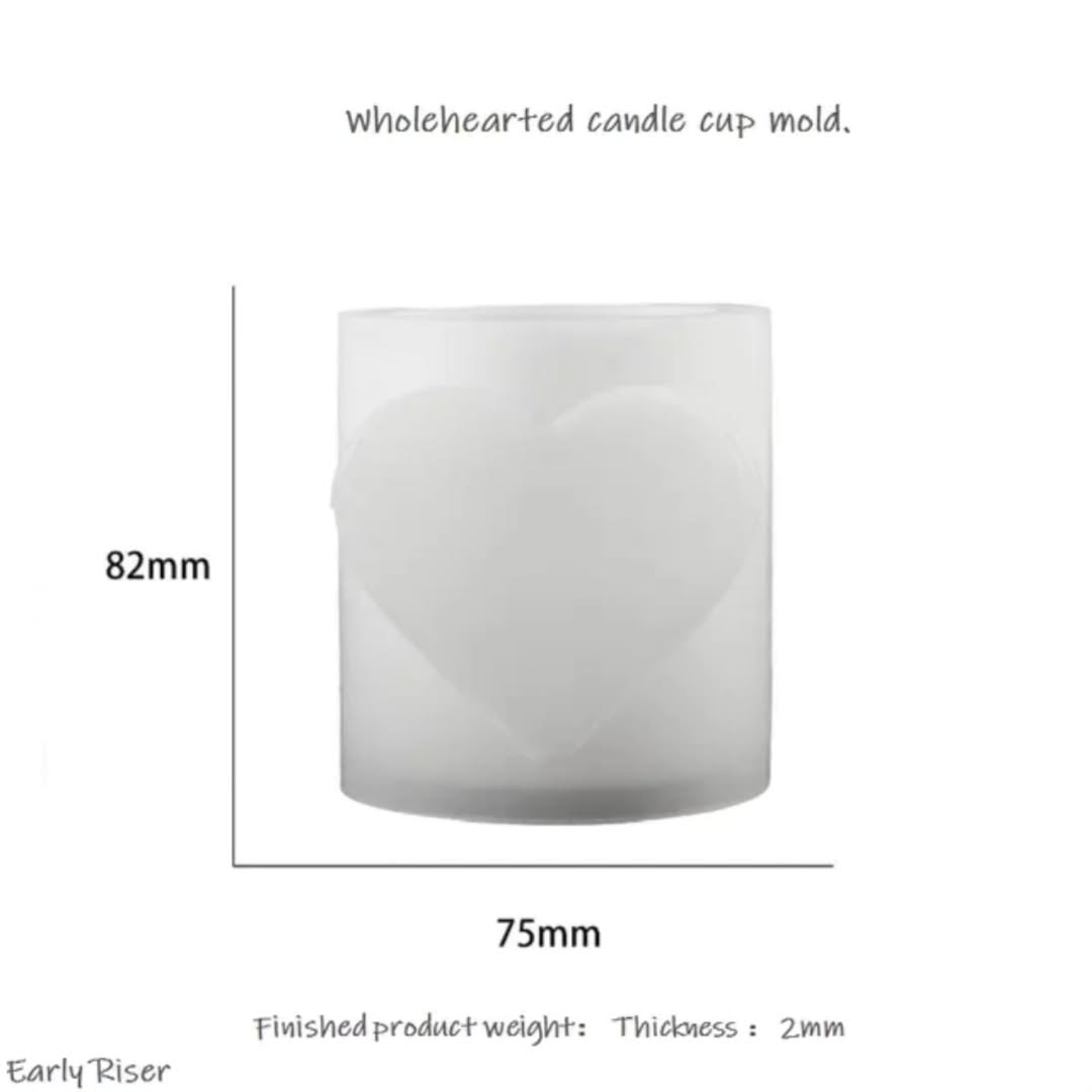 Single Heart Candle Jar Mould for Beyond MIX, Resin, Concrete