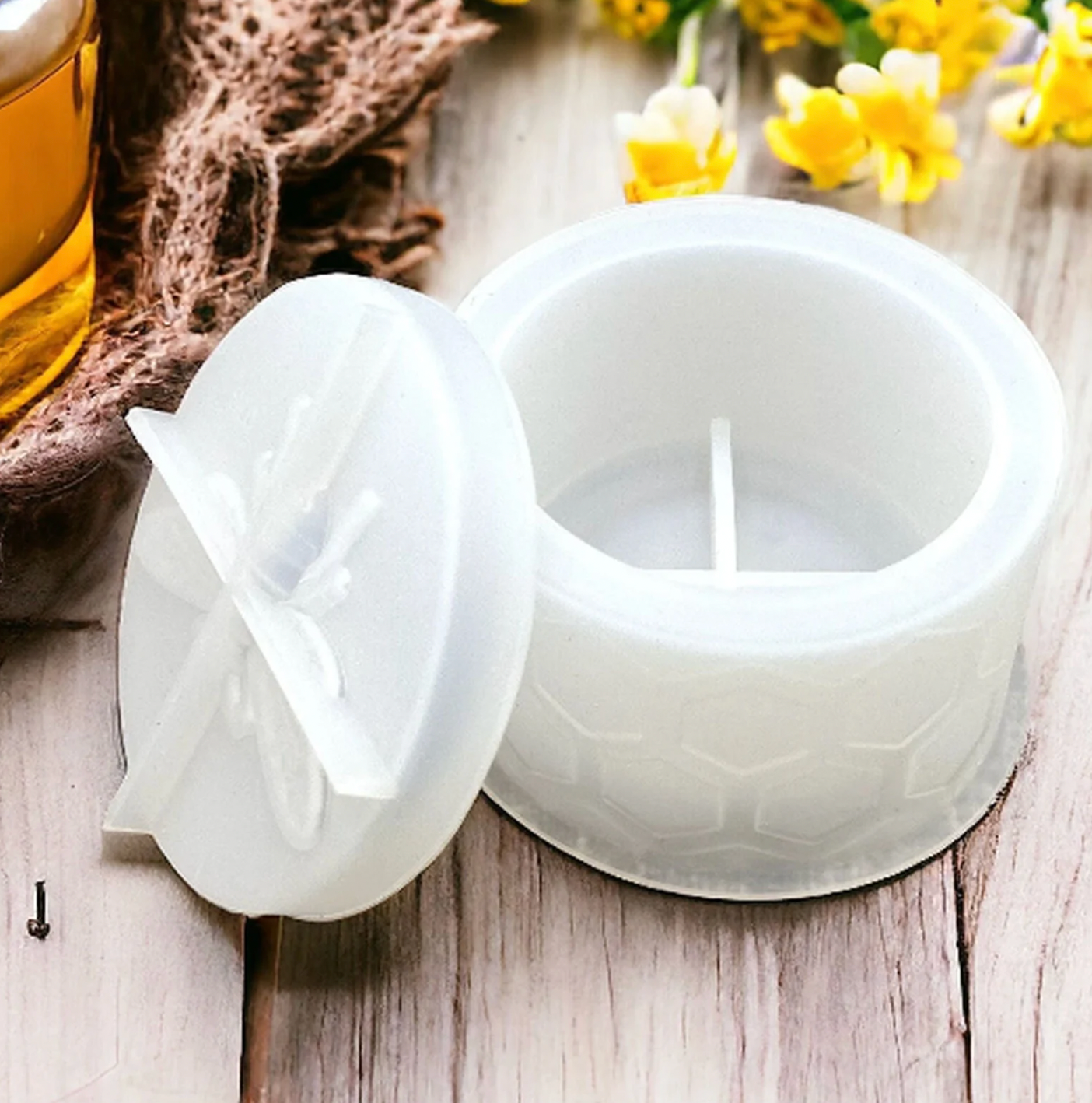 Honey Bee Candle Jar Mould for Beyond MIX, Resin, Concrete