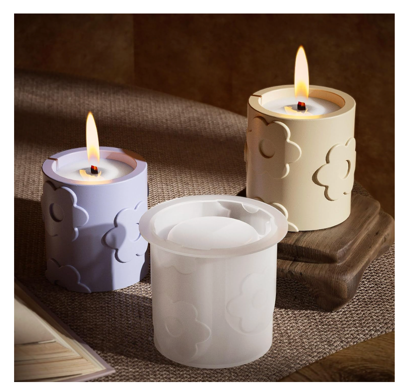 Flower Candle Jar Mould for Beyond MIX, Resin, Concrete