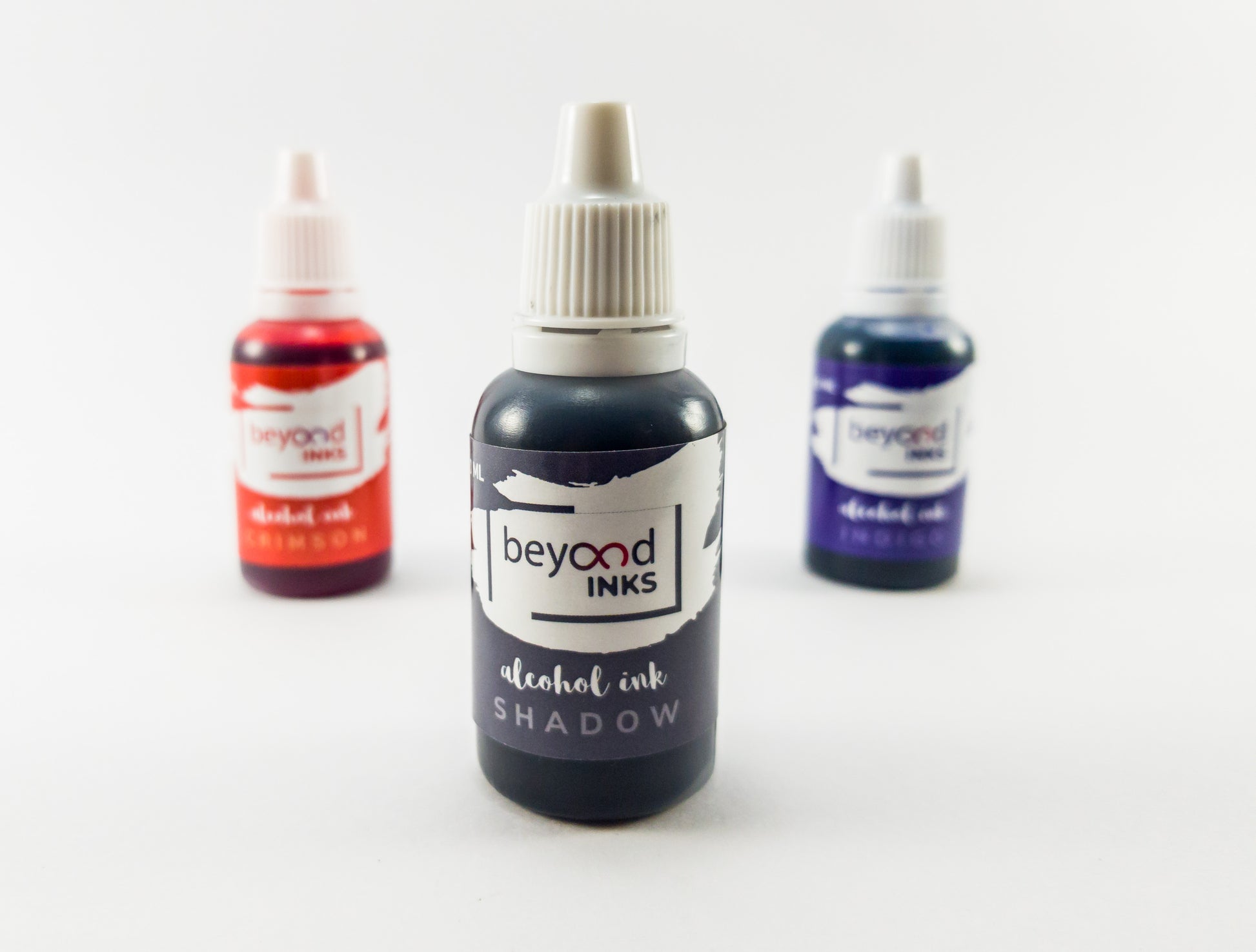 Alcohol Inks, Made in India by BeyondInks Crimson Shadow Indigo Pack3