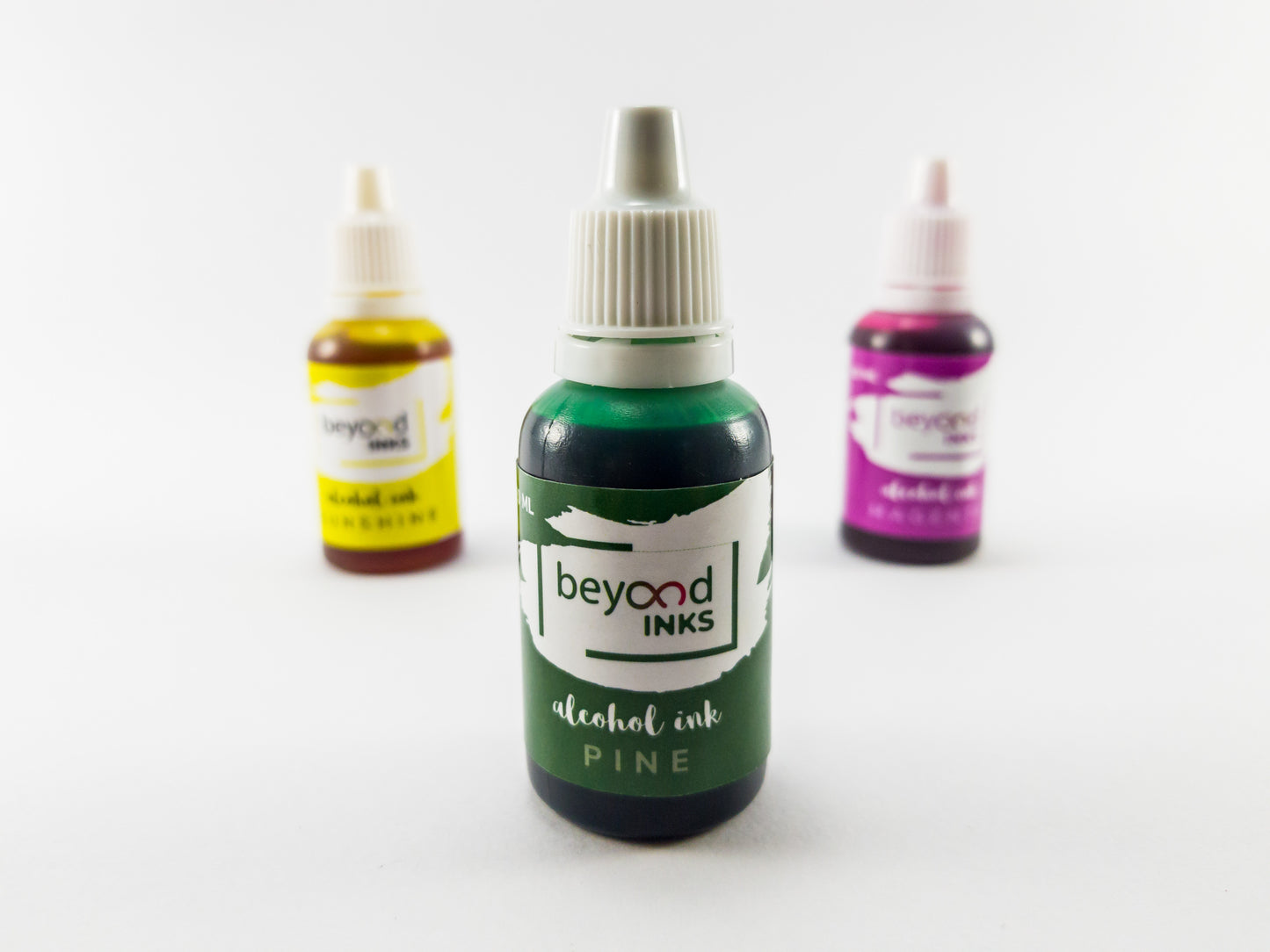 Alcohol Inks, Made in India by BeyondInks Sunshine Magenta Pine Pack5