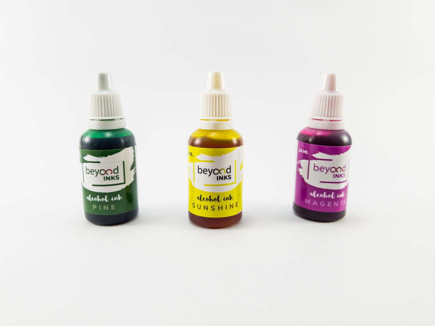 Alcohol Inks, Made in India by BeyondInks Sunshine Magenta Pine Pack5