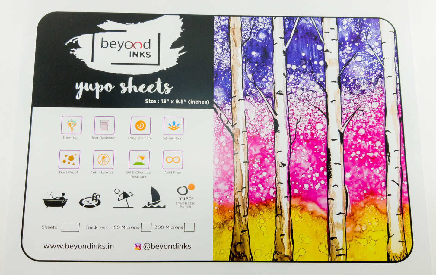 YUPO - 13"X9.5"> A4, Individual Sheets 150 micron and 300 micron