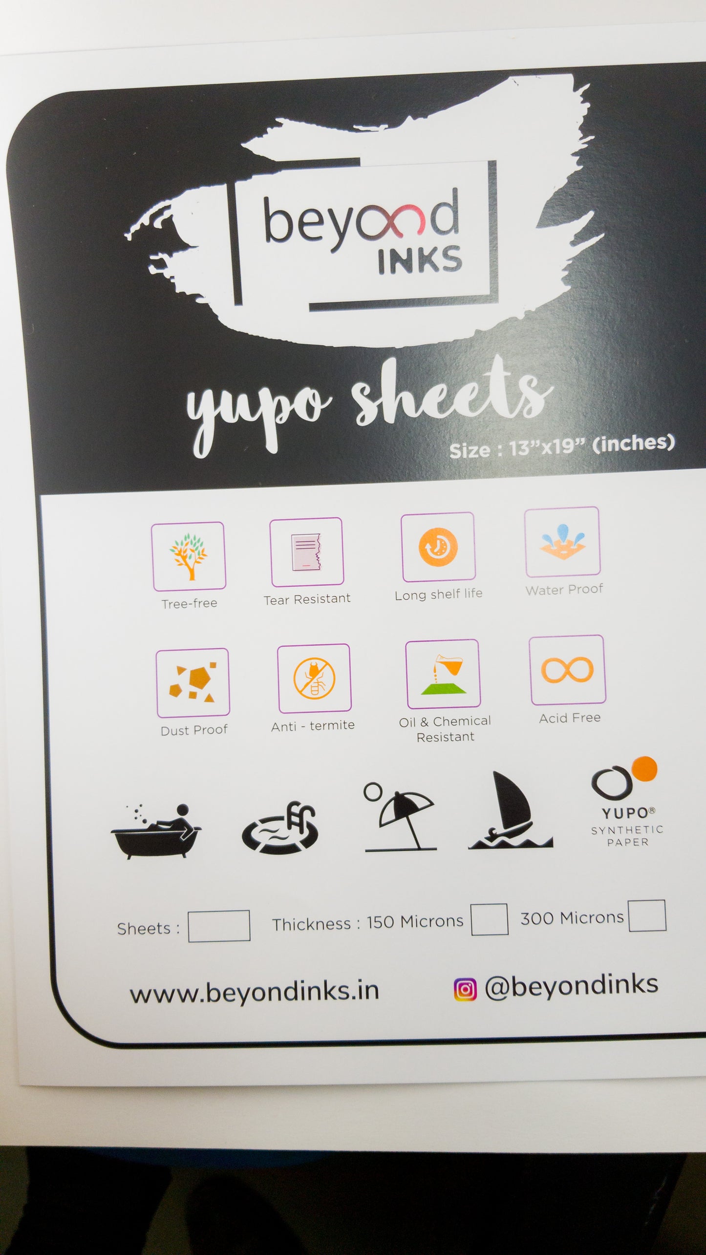 YUPO - 13"X19" > A3 Individual Sheets 150 micron and 300 micron