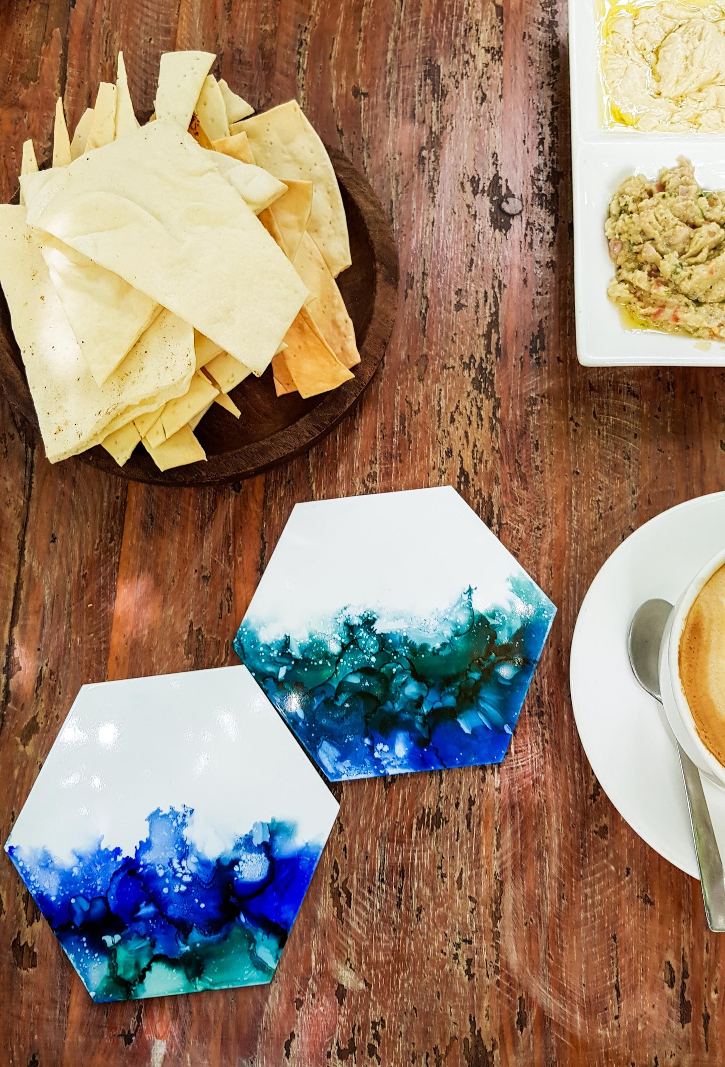 Alcohol ink Hexagon coaster