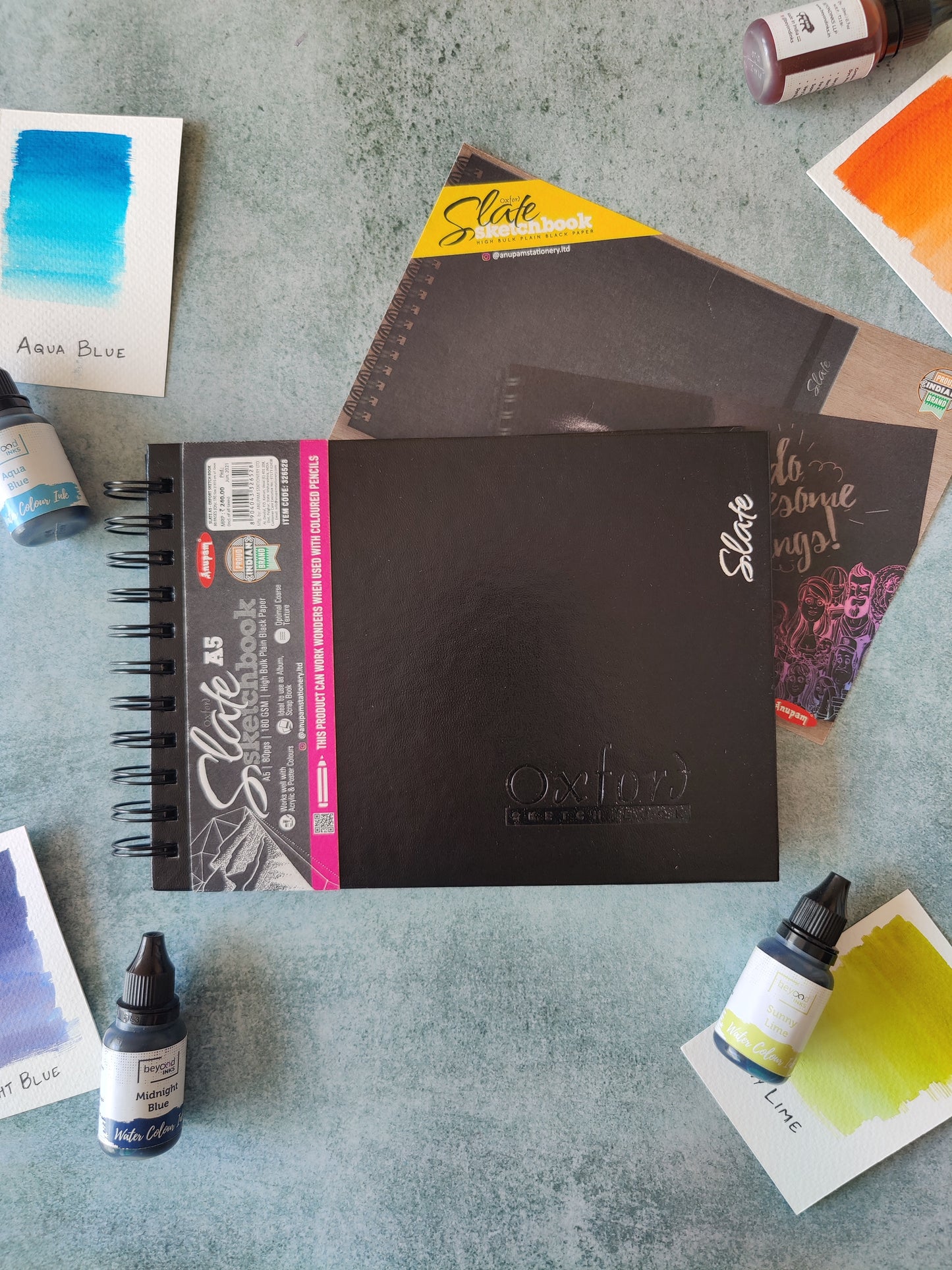 ANUPAM OXFORT SLATE SKETCH BOOK BLACK 180 GSM - A5