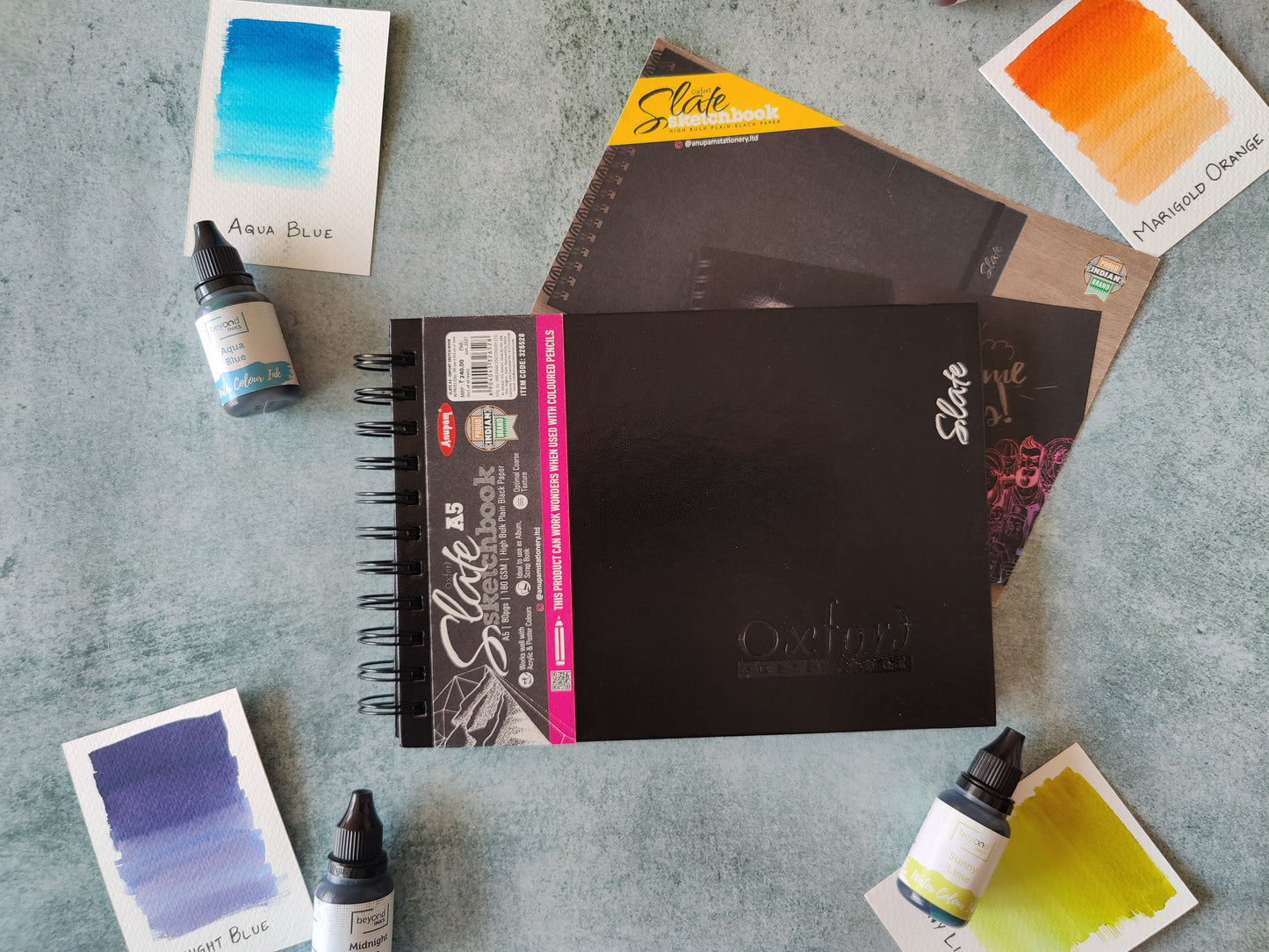 ANUPAM OXFORT SLATE SKETCH BOOK BLACK 180 GSM - A5