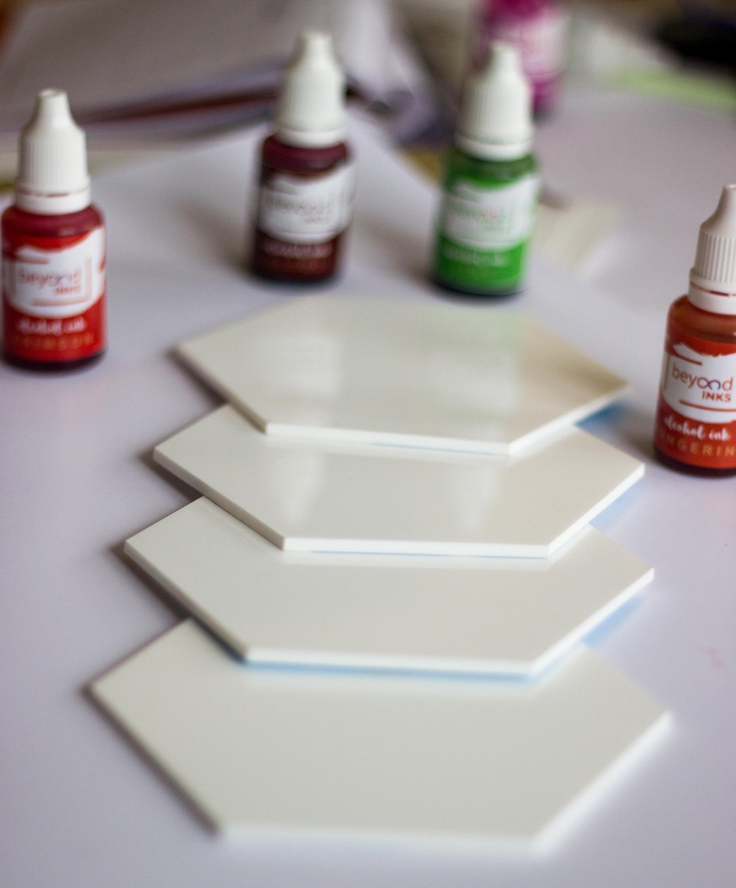 Alcohol ink Hexagon coaster