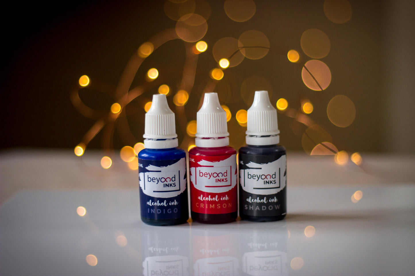 Alcohol Inks, Made in India by BeyondInks Crimson Shadow Indigo Pack3