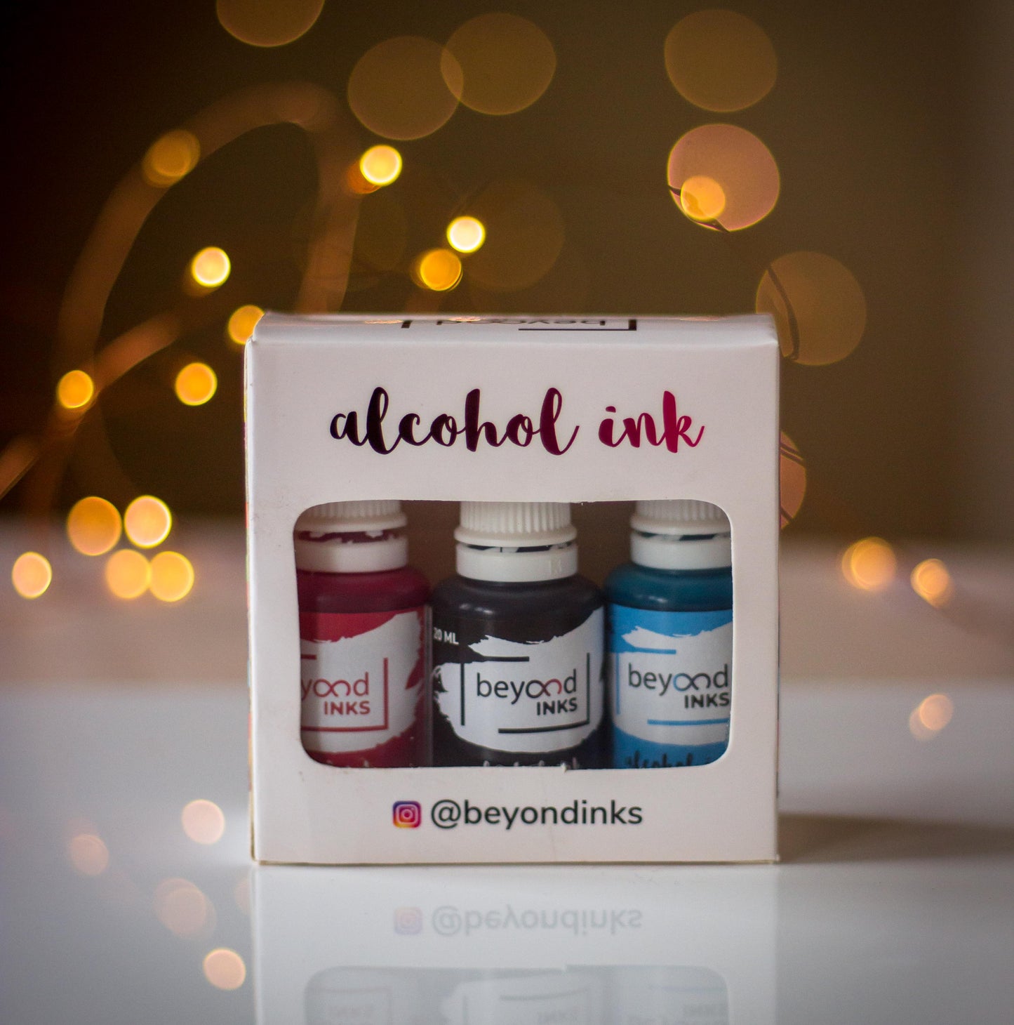 Alcohol Inks, Made in India by BeyondInks Sky Strawberry Jetblack Pack4