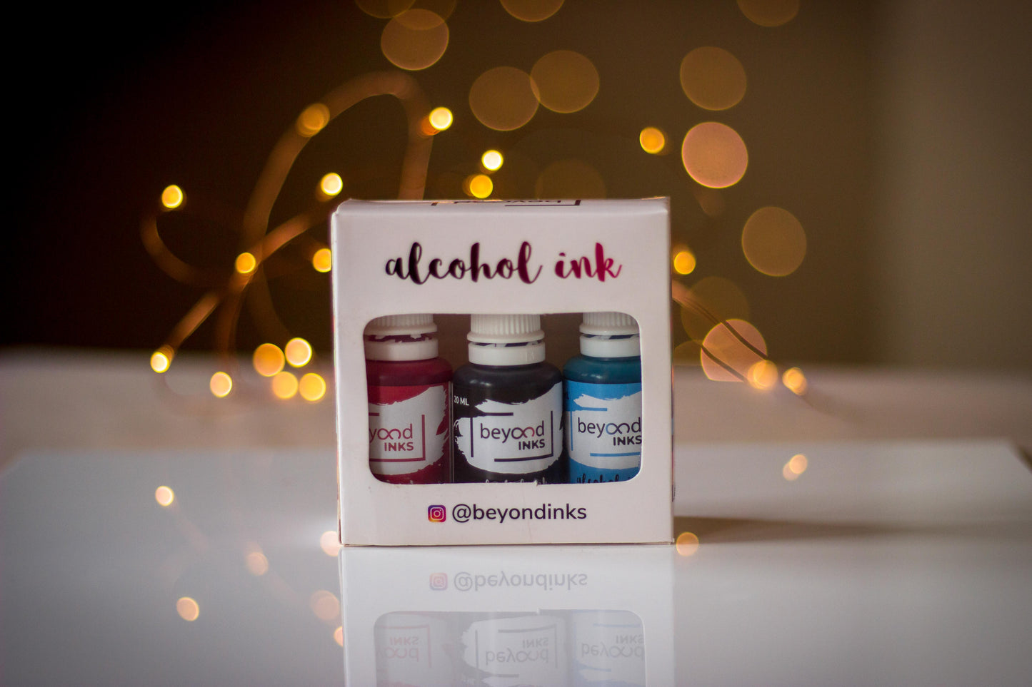 Alcohol Inks, Made in India by BeyondInks Sky Strawberry Jetblack Pack4