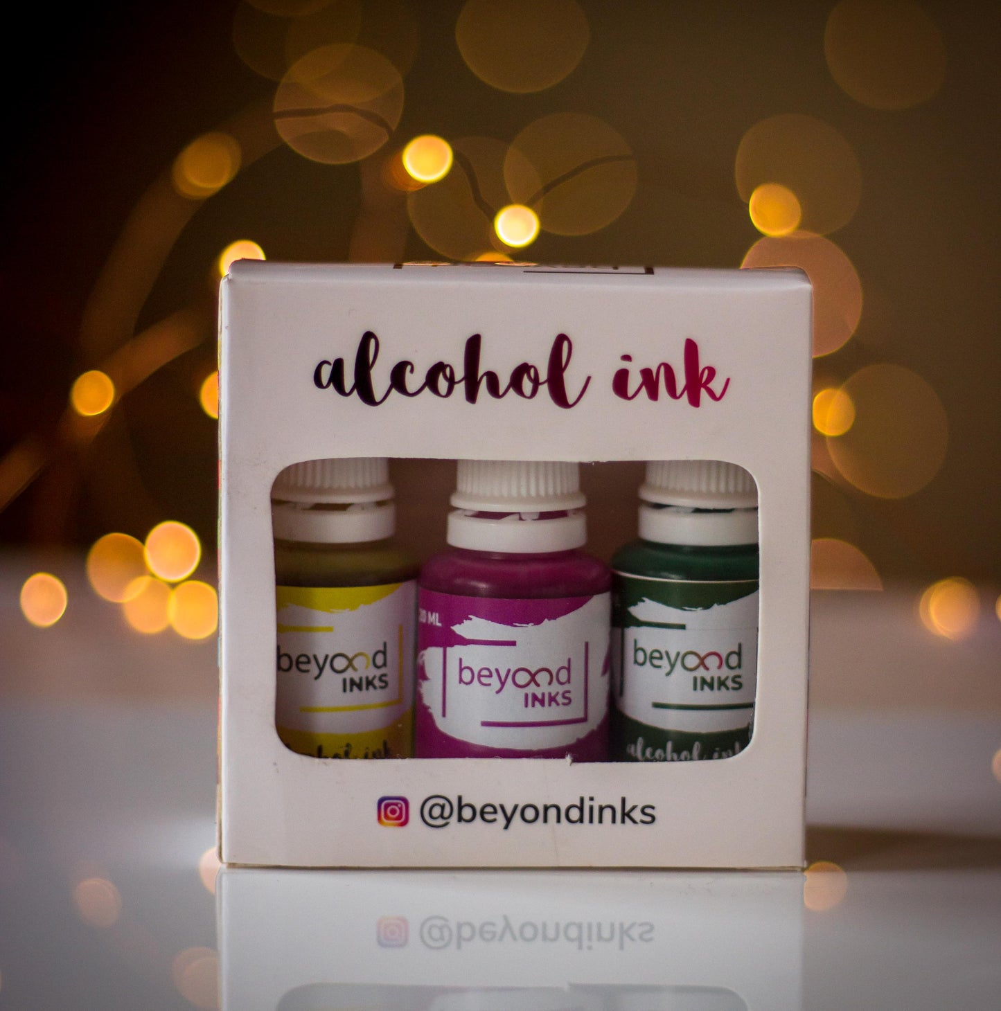 Alcohol Inks, Made in India by BeyondInks Sunshine Magenta Pine Pack5