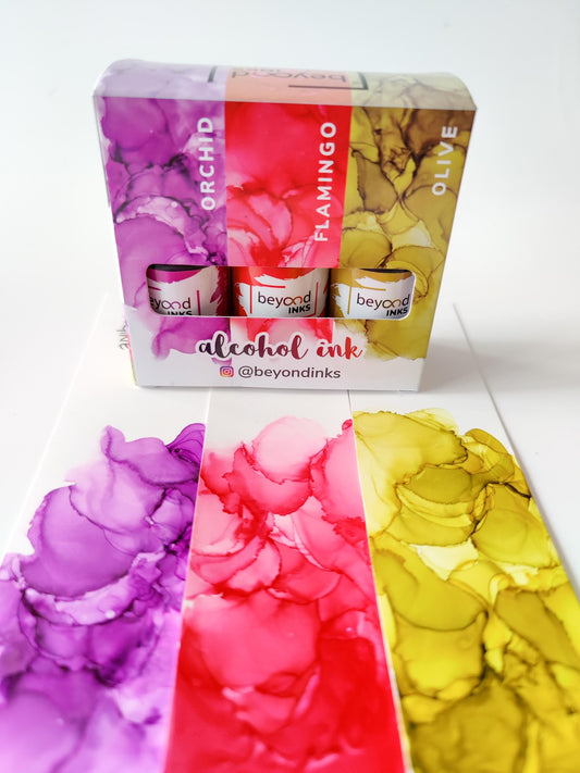 Alcohol Ink Pack #7 (Keto Version) -  Orchid, Flamingo & Olive