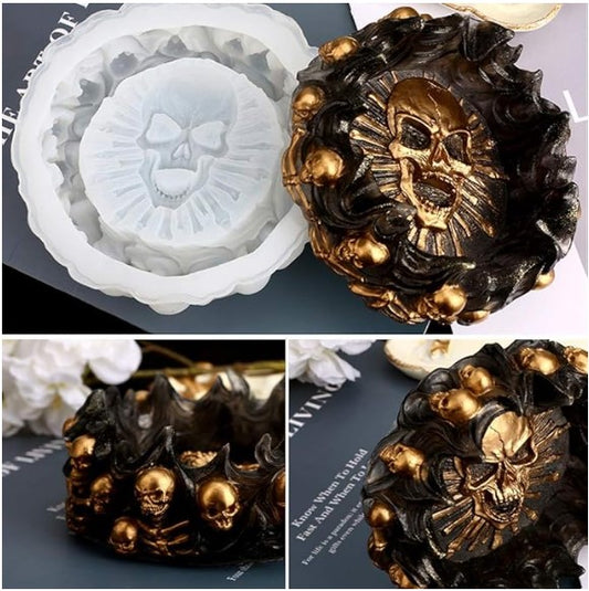 Halloween Skull Ashtray Mould for Beyond MIX, Resin, Concrete
