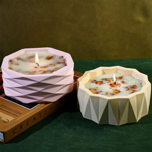 Abstract 3D Candle Jar/Bowl Mould (Set of 2) for Beyond MIX, Resin, Concrete