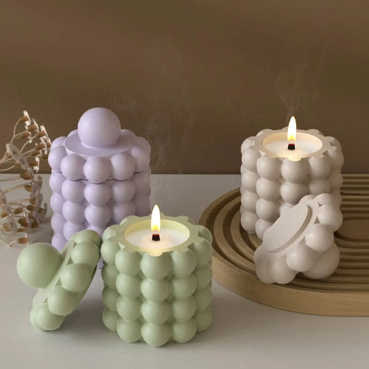 Bubble Round Candle Jar Mould for Beyond MIX, Resin, Concrete