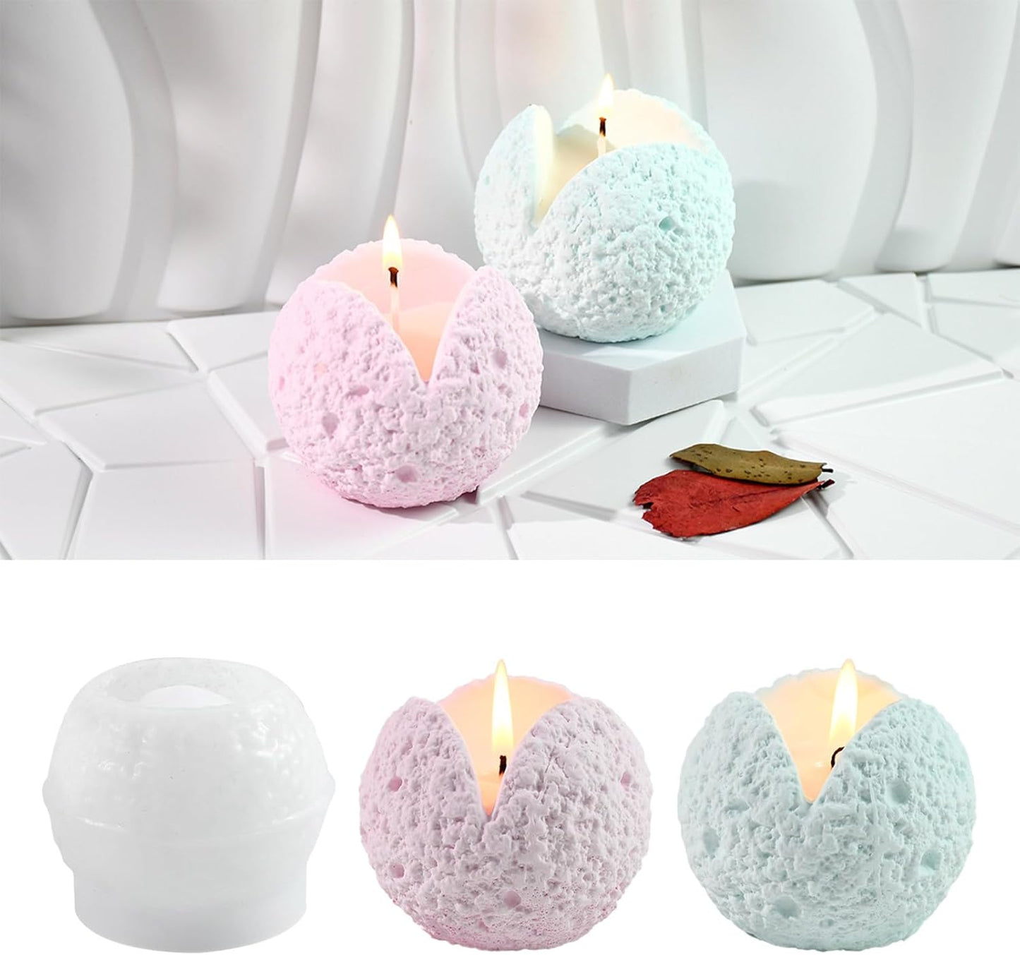 Textured Ball Candle Holder Mould for Beyond MIX, Resin, Concrete