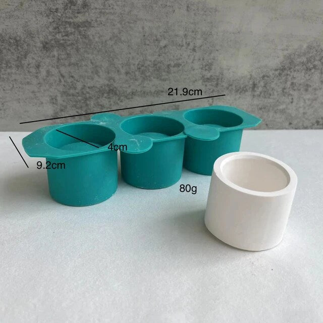 Trio Round Candle Jar Mould for Beyond MIX, Resin, Concrete