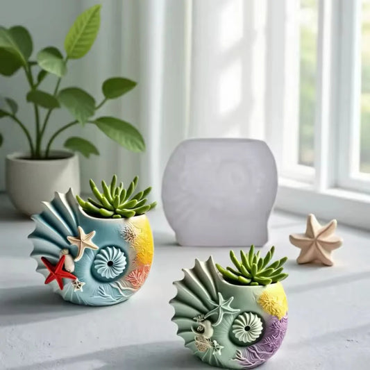 Serenity Shell Planter/Candle Jar Mould for Beyond MIX, Resin, Concrete