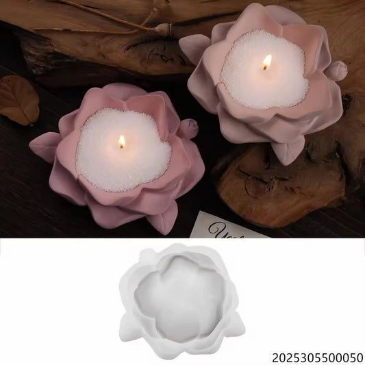 Camellia Flower Candle Holder Mould for Beyond MIX, Resin, Concrete