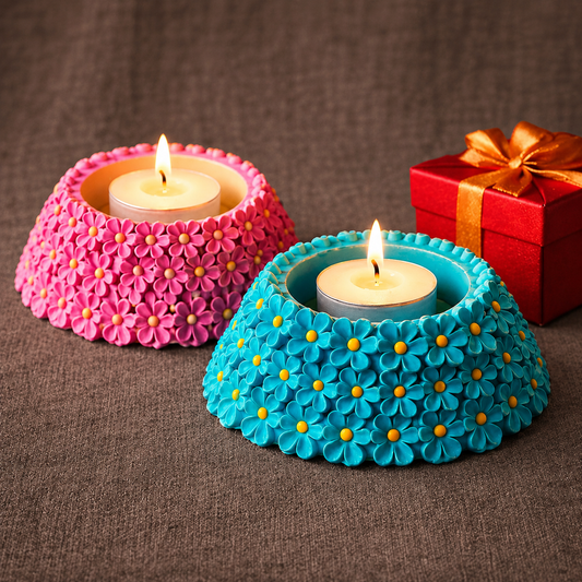 Blooming Flowers Tea Light Holder Silicone Mould for Beyond MIX & Jesmonite