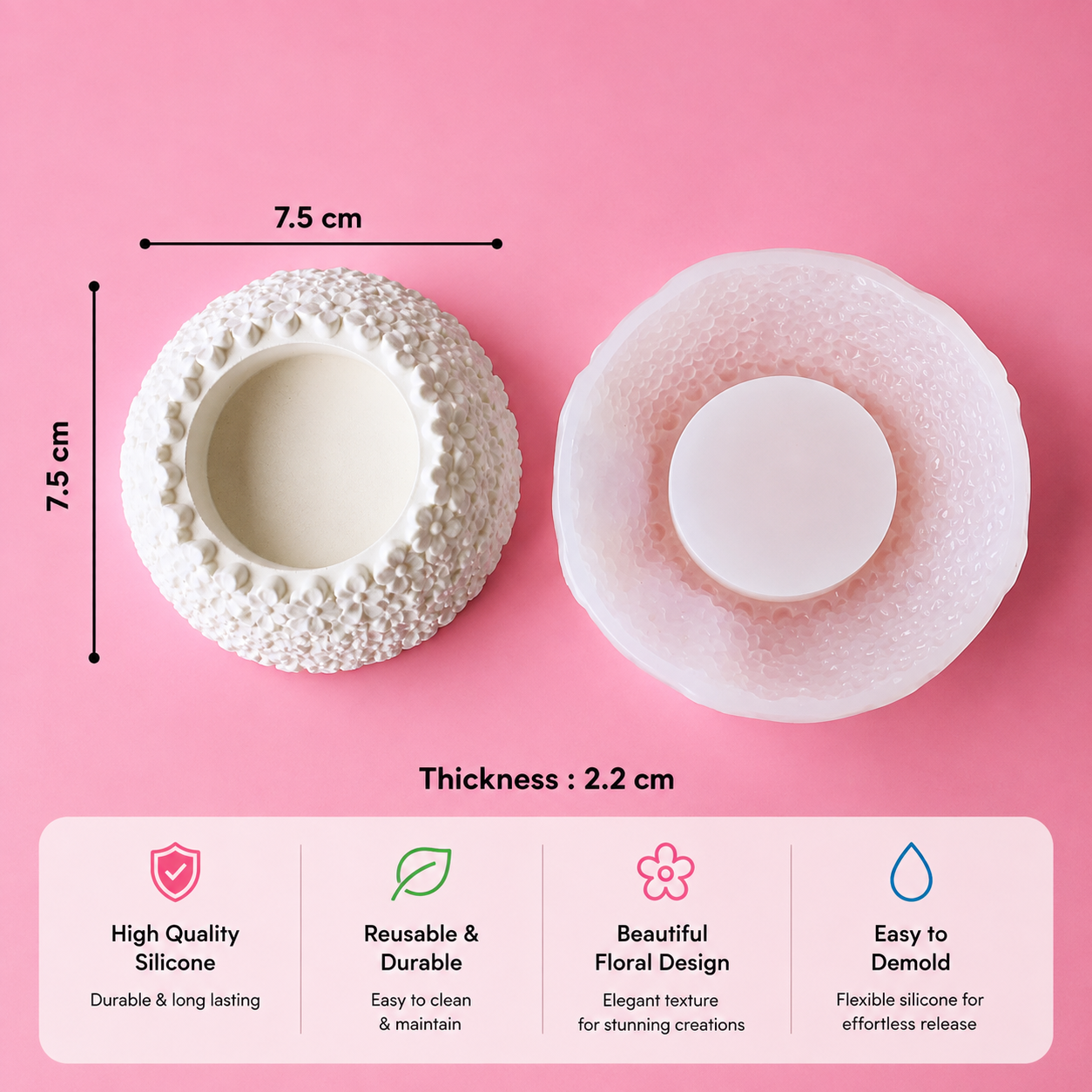 Blooming Flowers Tea Light Holder Silicone Mould for Beyond MIX & Jesmonite