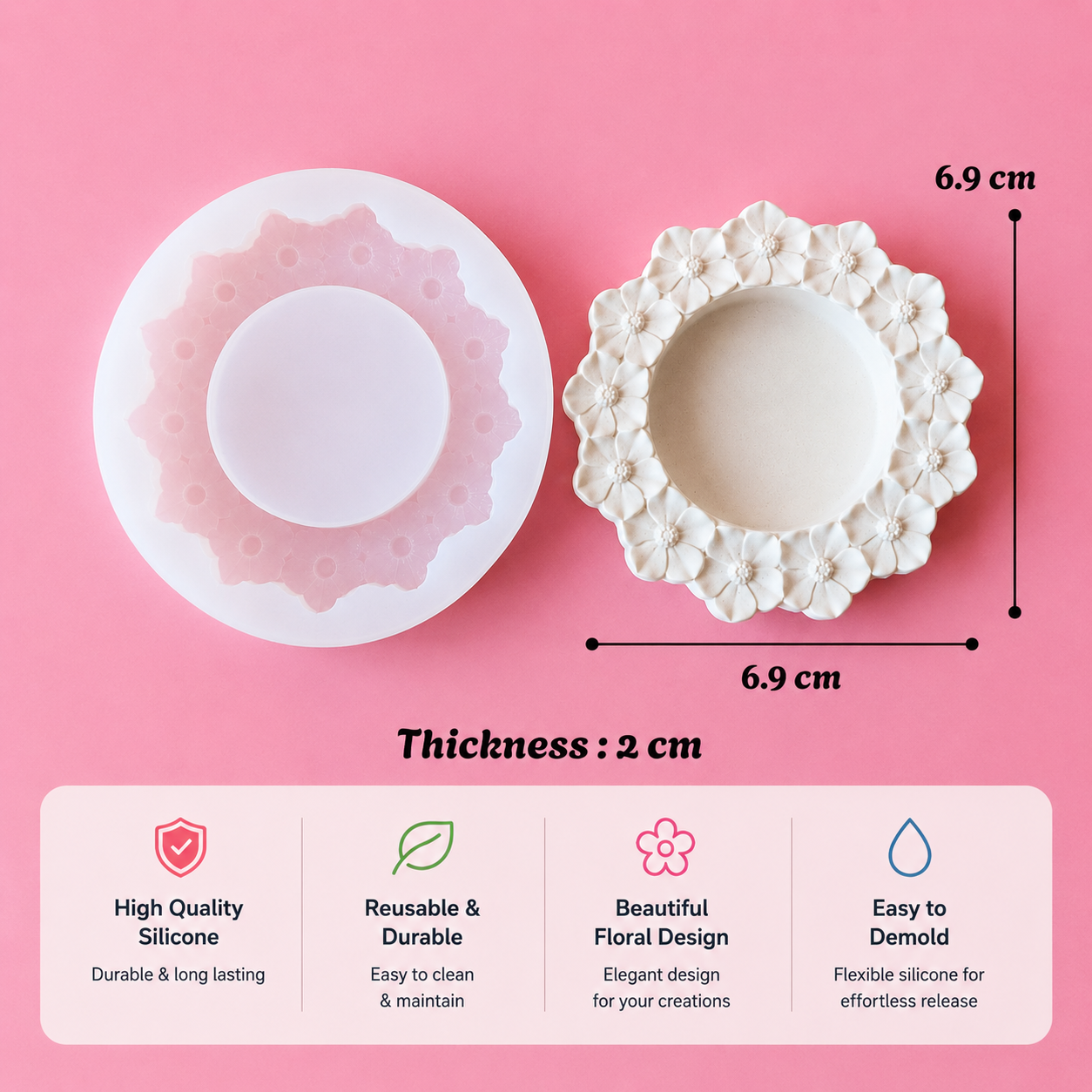 Flower Border Tea Light Holder Silicone Mould for Beyond MIX & Jesmonite