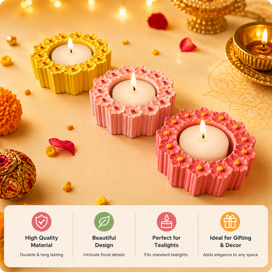 Flower Border Tea Light Holder Silicone Mould for Beyond MIX & Jesmonite