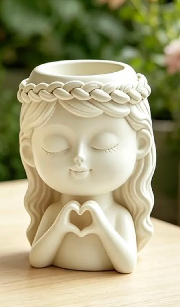 Girl with Heart Planter/Candle Holder Mould - for Beyond MIX, Resin, Concrete