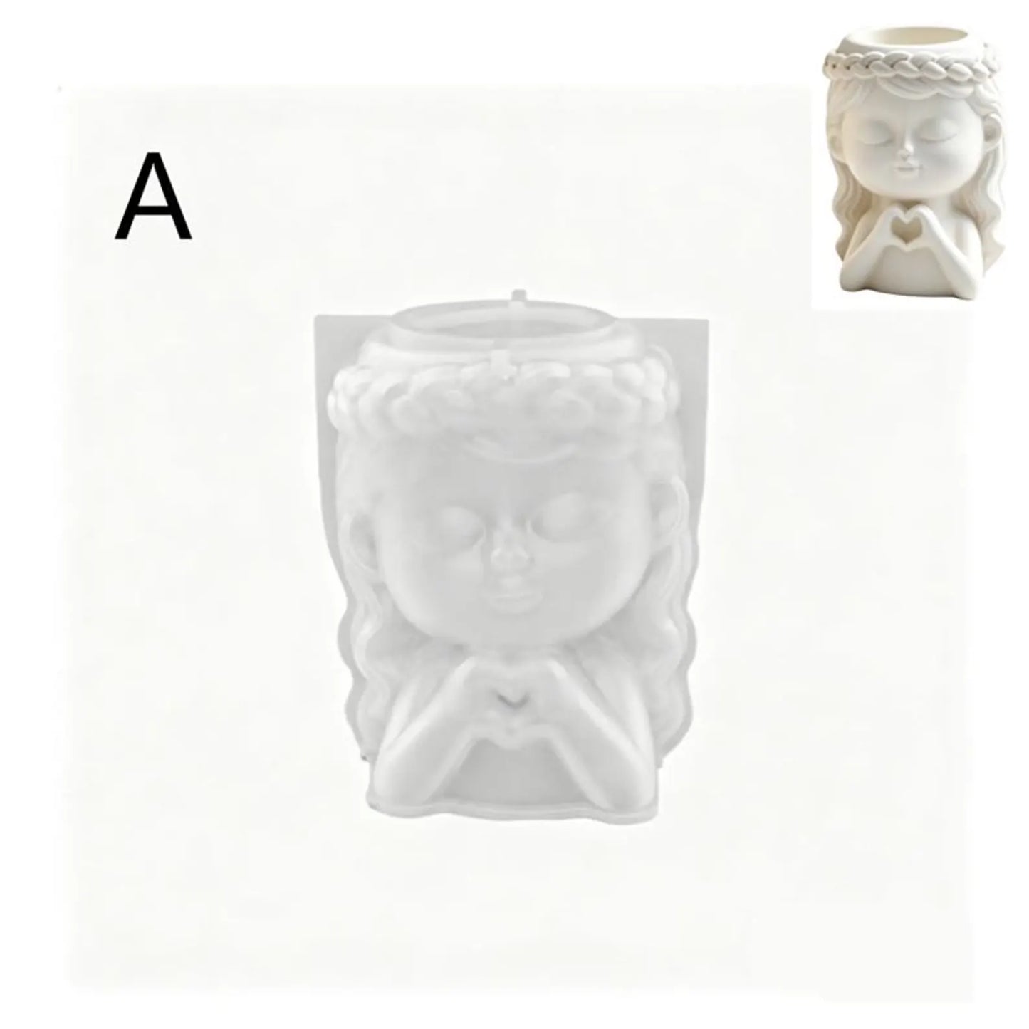 Girl with Heart Planter/Candle Holder Mould - for Beyond MIX, Resin, Concrete