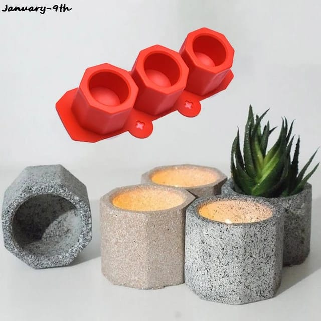 Trio Hexagon Candle Jar Mould for Beyond MIX, Resin, Concrete
