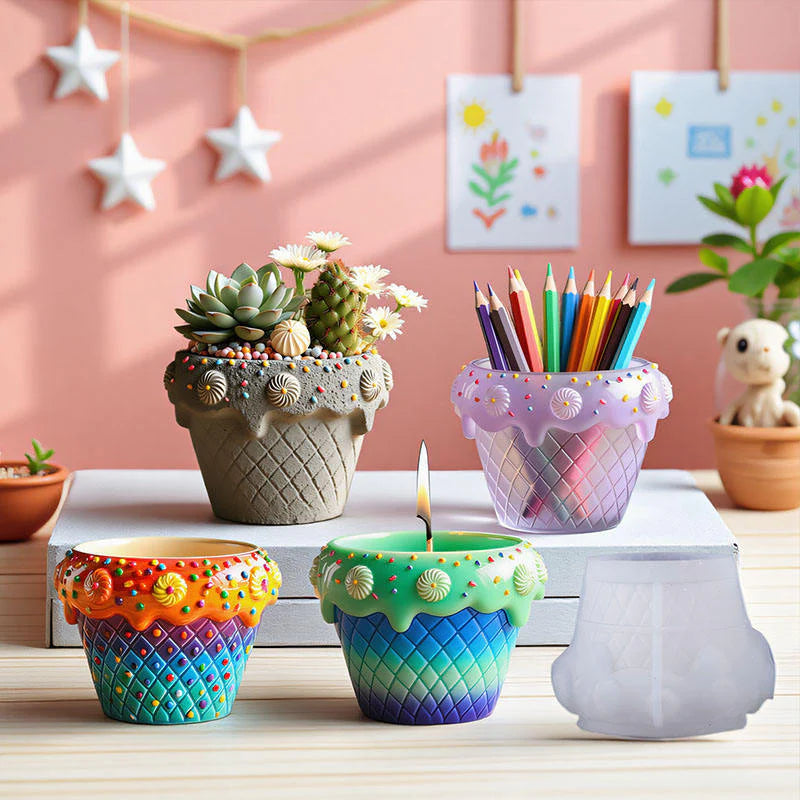 Ice Cream Cone Candle Jar Mould for Beyond MIX, Resin, Concrete