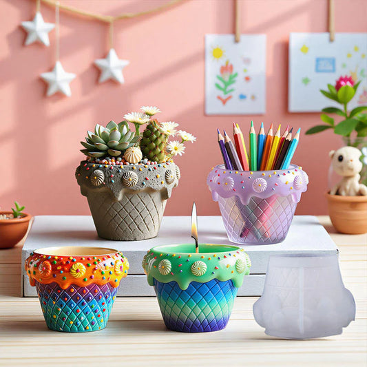 Ice Cream Cone Candle Jar Mould for Beyond MIX, Resin, Concrete