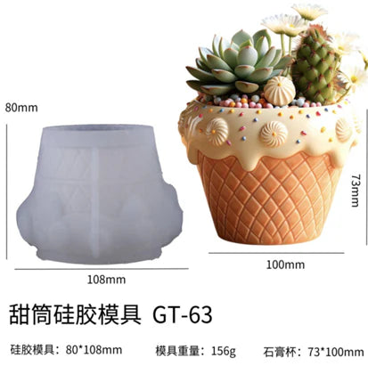 Ice Cream Cone Candle Jar Mould for Beyond MIX, Resin, Concrete