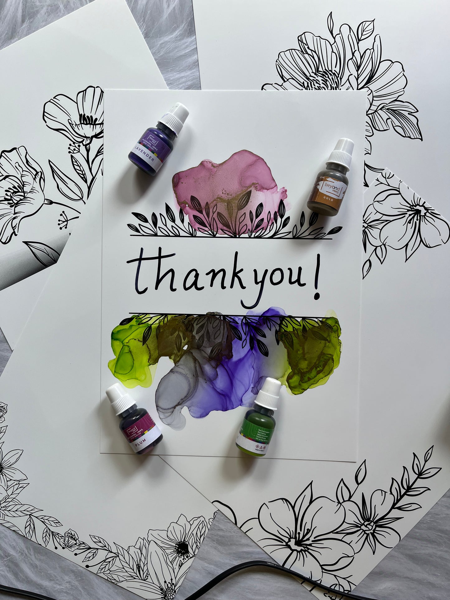 Alcohol Ink Coloring Kit - "FLORAL"
