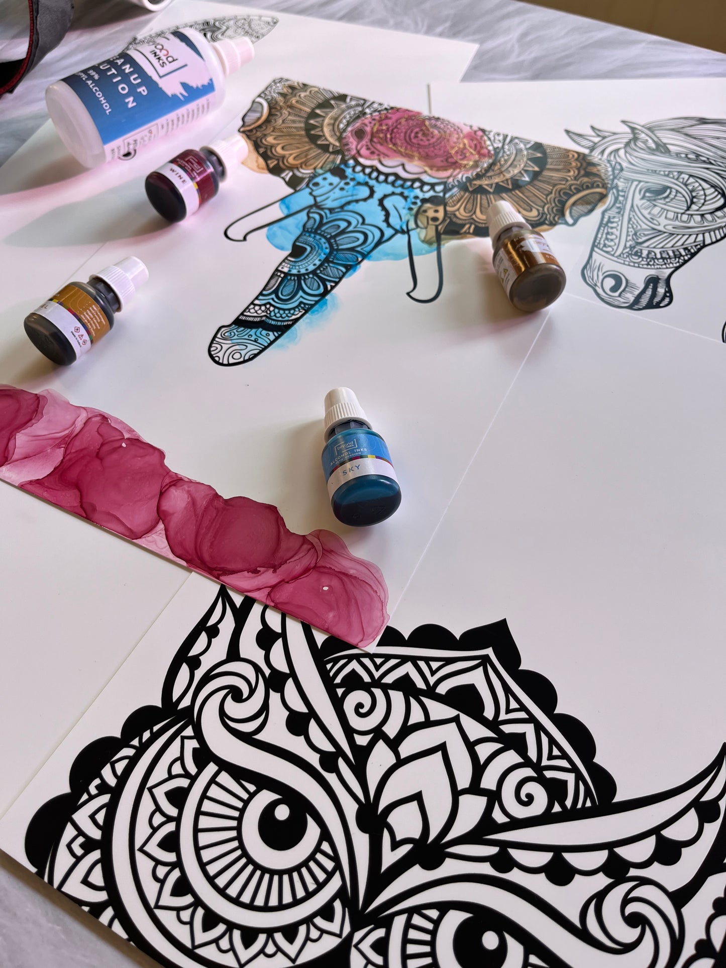Alcohol Ink Coloring Kit - "Animal Mandala"