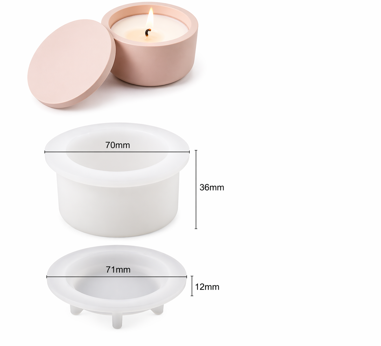 Plain Candle Jar Mould for Beyond MIX, Resin, Concrete
