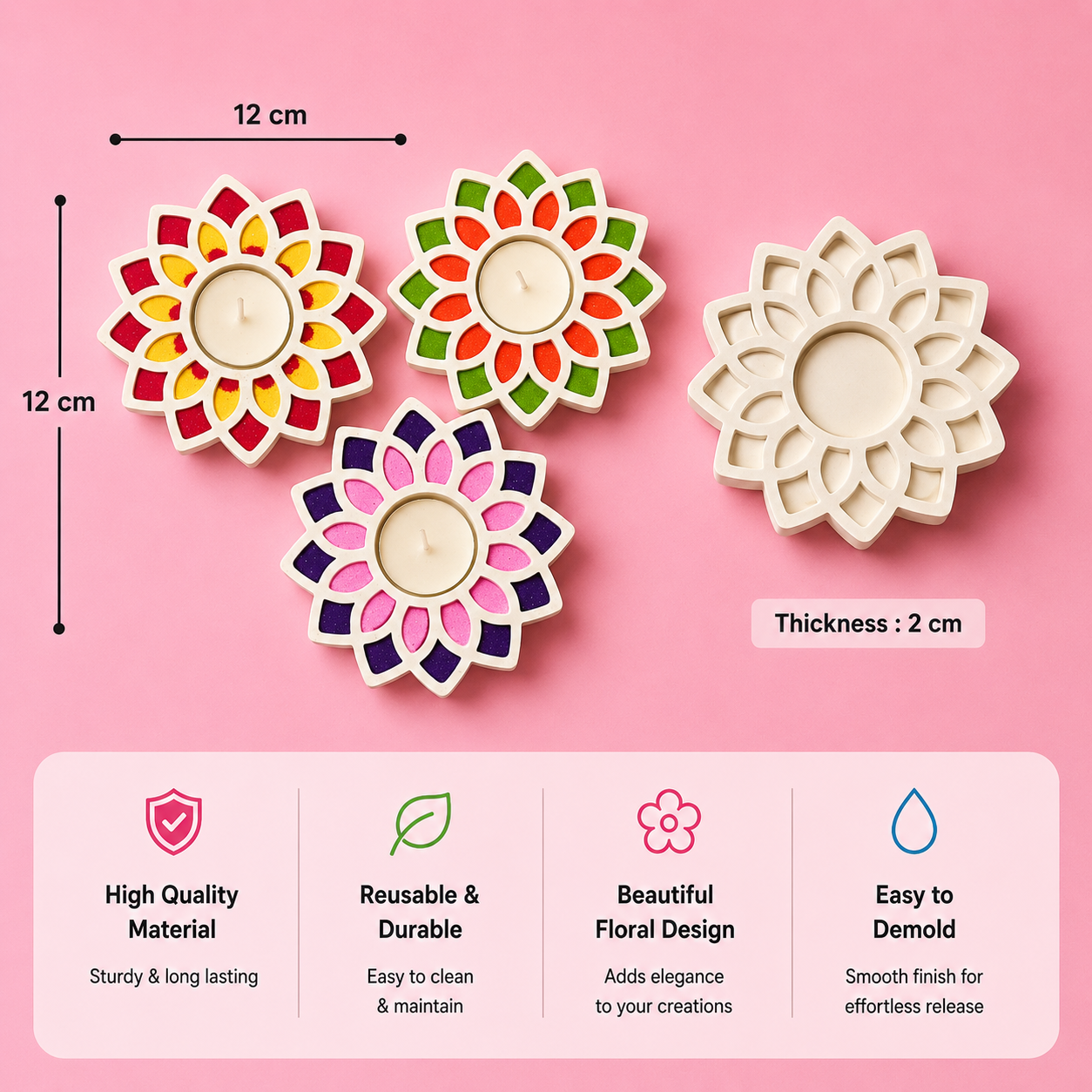 Kalakruti Tea Light Holder Silicone Mould for Beyond MIX & Jesmonite