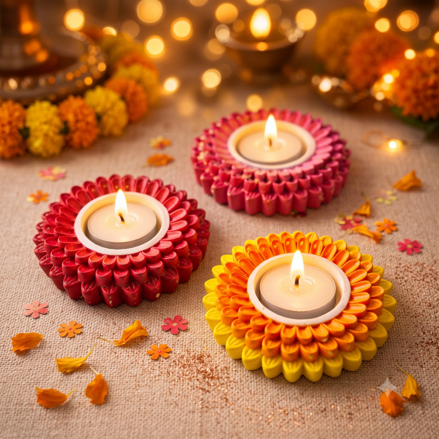 Layered Flower Tea Light Holder Silicone Mould for Beyond MIX & Jesmonite