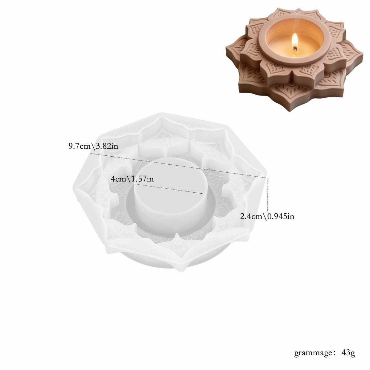 Lotus Mandala T-Light Mould for Beyond MIX, Resin, Concrete